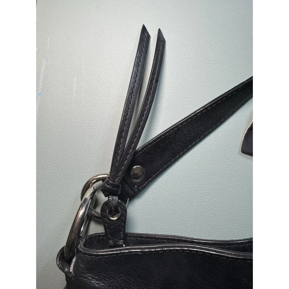 Coach F1082 Black Leather Hobo Bag with Scarf Purple Lining Zoe Vintage Y2K